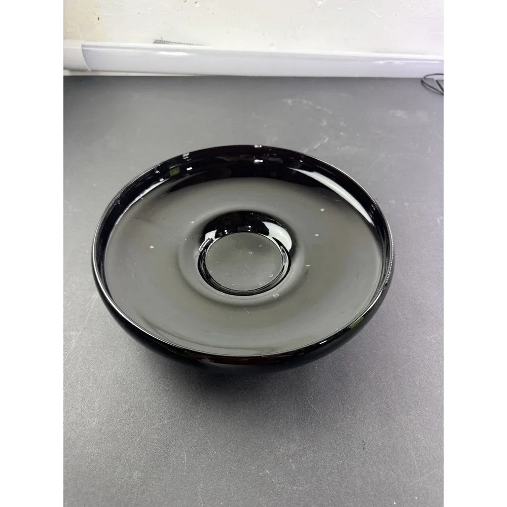 Vintage 1920s LE‎ Smith Black Amethyst Glass Candle holder Console 12